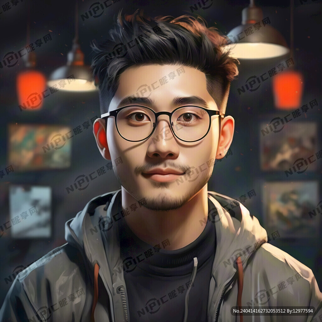 一个戴眼镜 32岁的男设计师