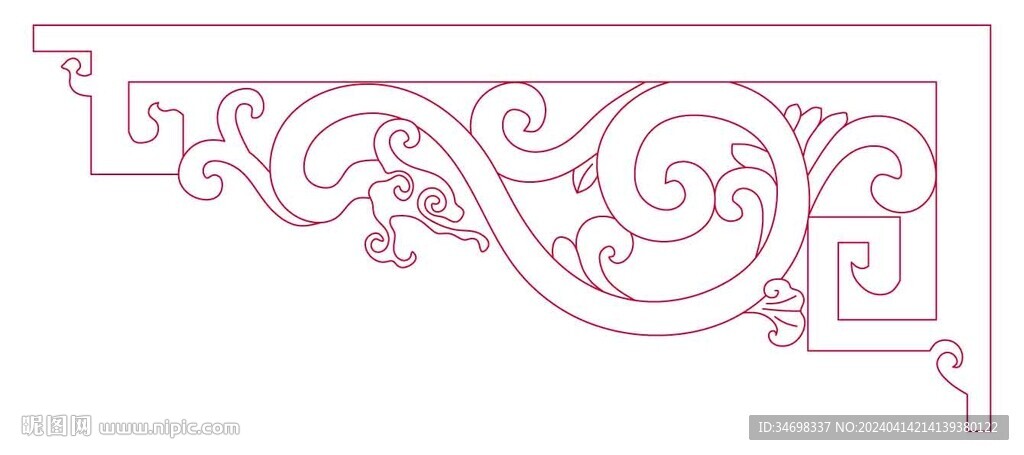 中式龙花纹线稿