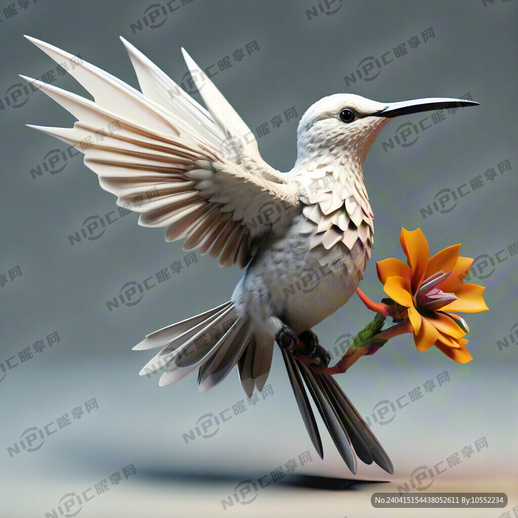 3d蜂鸟白底