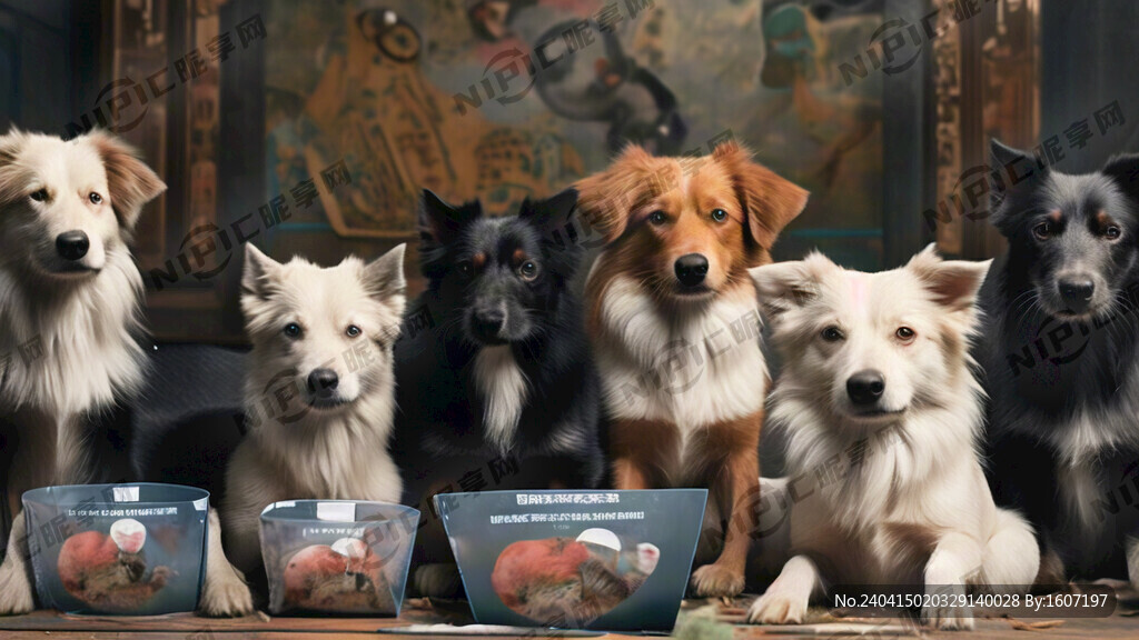 几十条流浪狗合成真实的照片