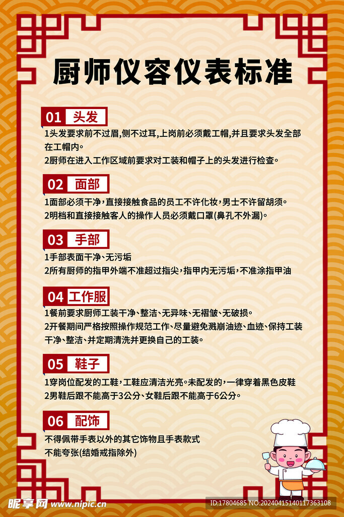 厨师仪容仪表标准