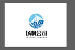 蓝色帆船海浪logo