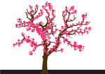 梅红花朵抽象桃树