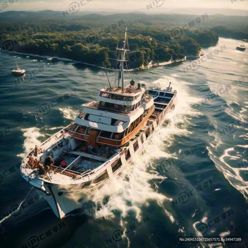 空中俯瞰行驶的船