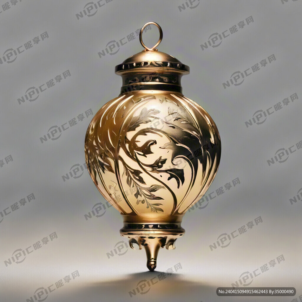 灯笼元素设计一件黄金首饰作品。