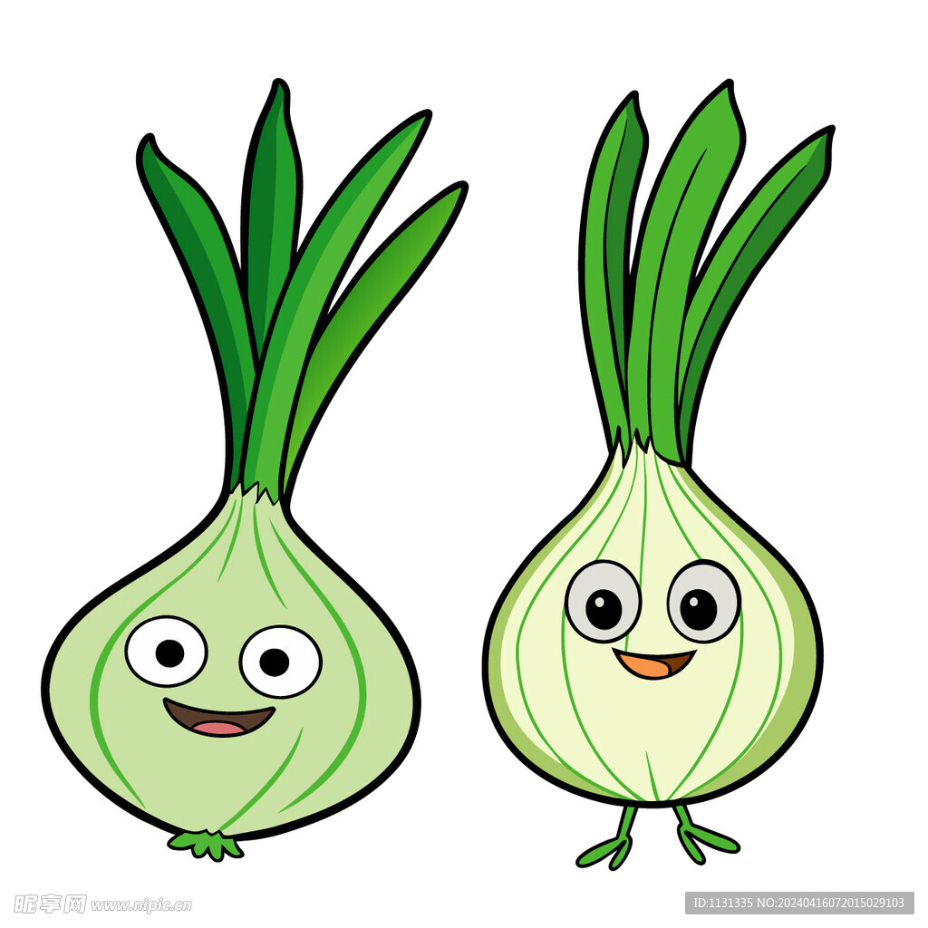 矢量蔬菜卡通可爱蒜苗葱