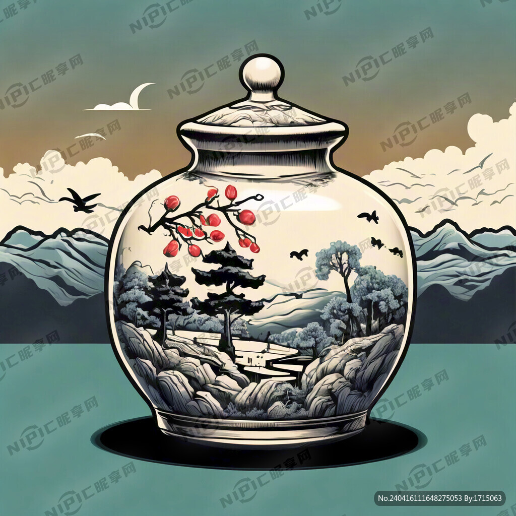 简笔画药罐