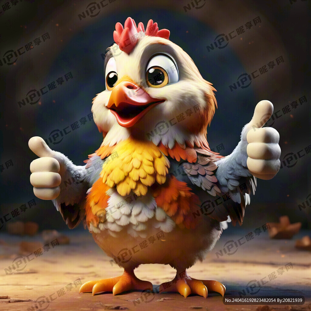 卡通母鸡竖大拇指