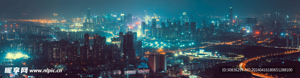 科技城市夜景全景图片