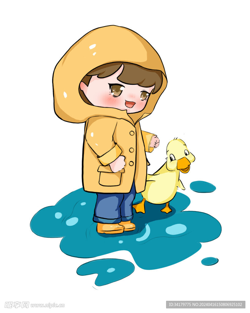 黄色雨衣小男孩