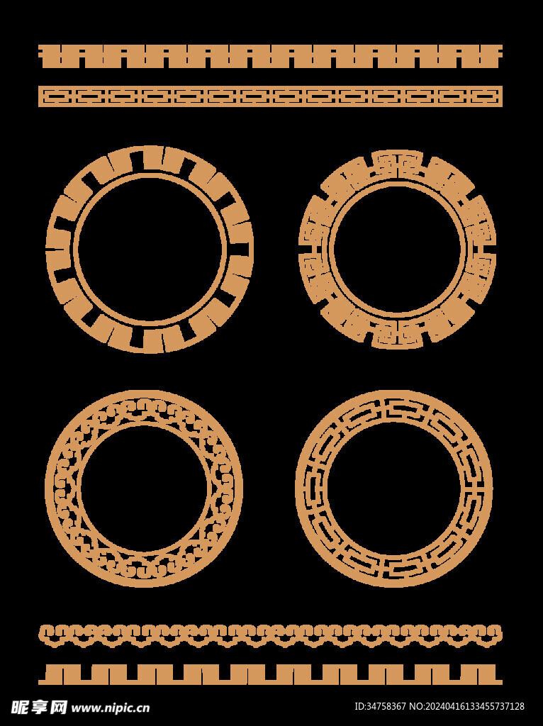中式古典花纹边框圆
