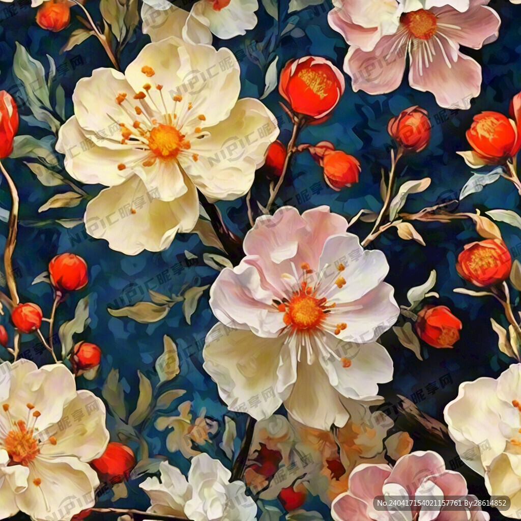 一幅壁纸图案底纹有梵高梅花油画