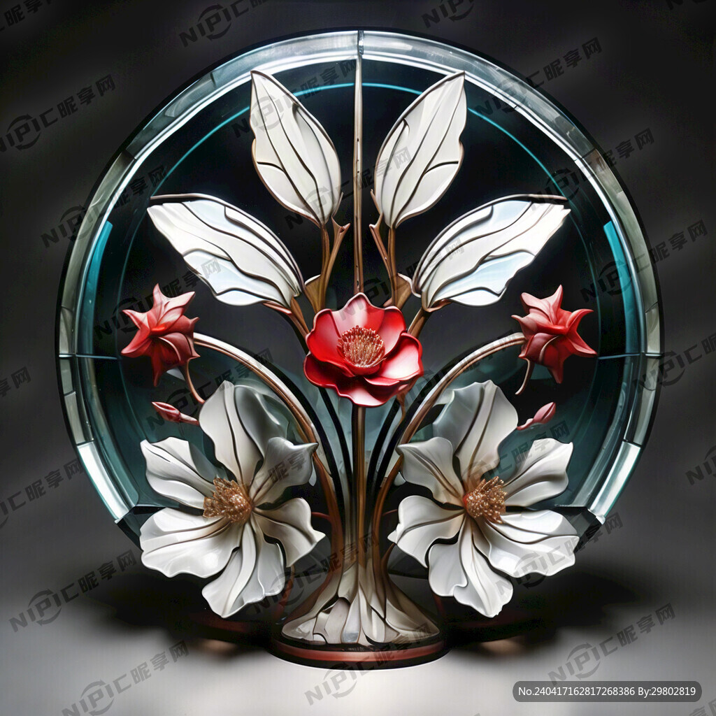 玻璃窗花 有花朵 有公司名字