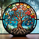 生命之树彩色玻璃画