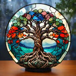 生命之树五彩色玻璃画