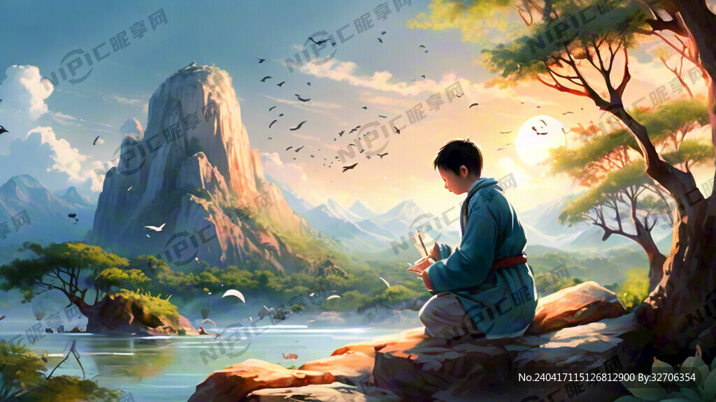 小学生古诗串烧动态背景图 山水