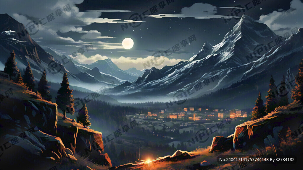 夜晚山间