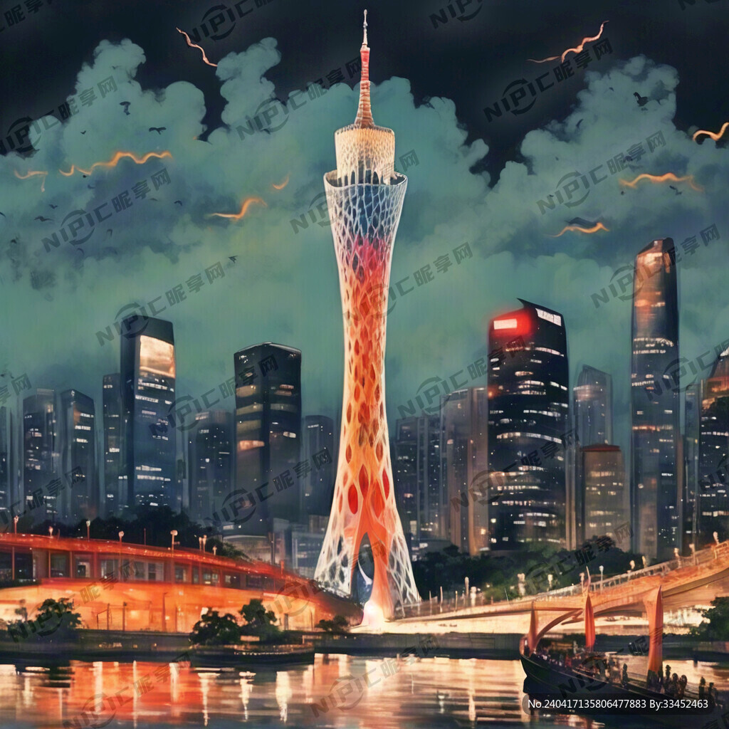 广州地标手绘图