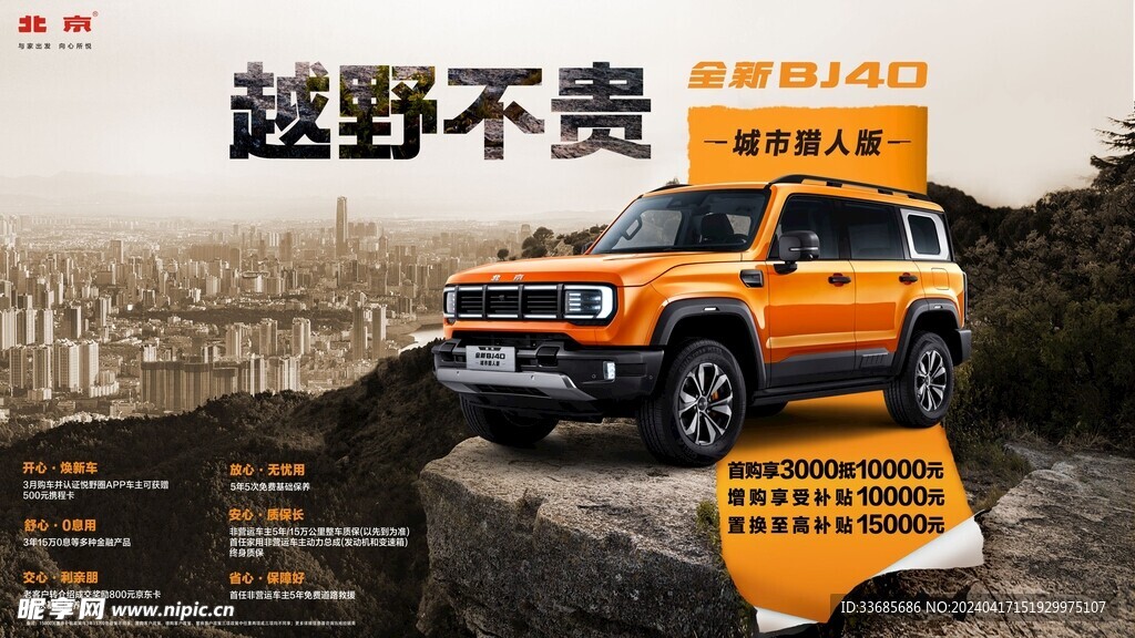 北京汽车BJ40越野车汽车背景