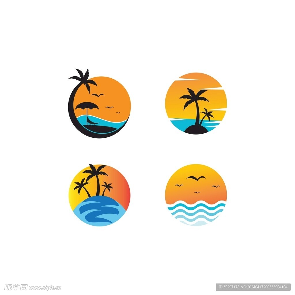 夏日沙滩度假logo
