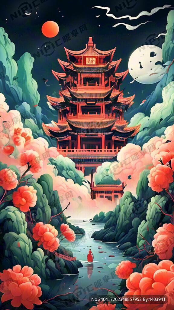 柿柿如意 柿子满园 黄鹤楼远景