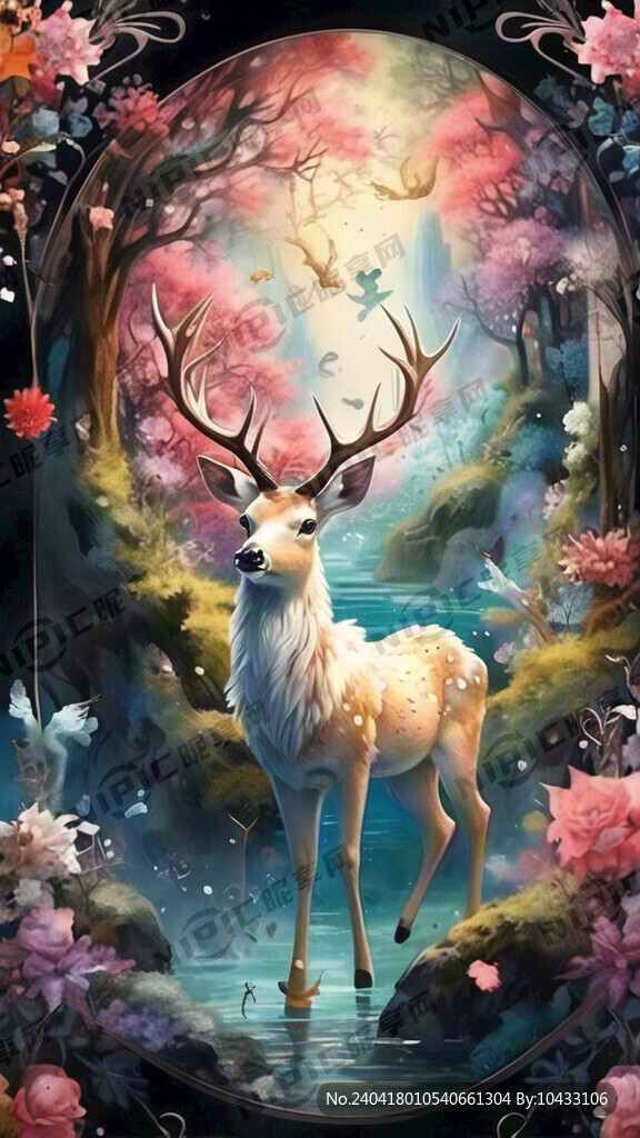 鹿 漂亮的仙鹿 霞光 仙境