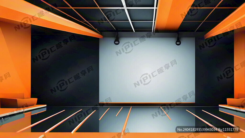 简单大气橙色线条会议背景