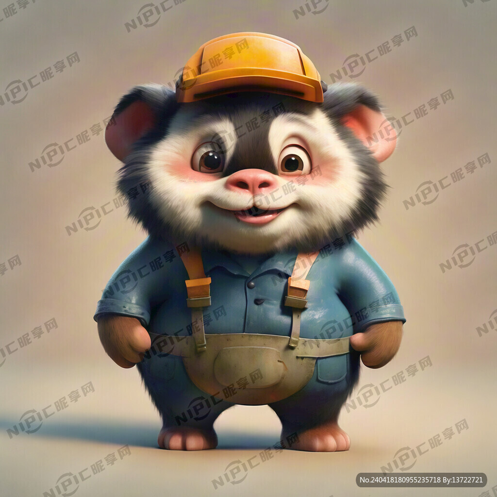 卡通动物劳动者