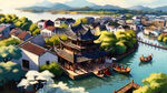 绍兴水乡鸟瞰图