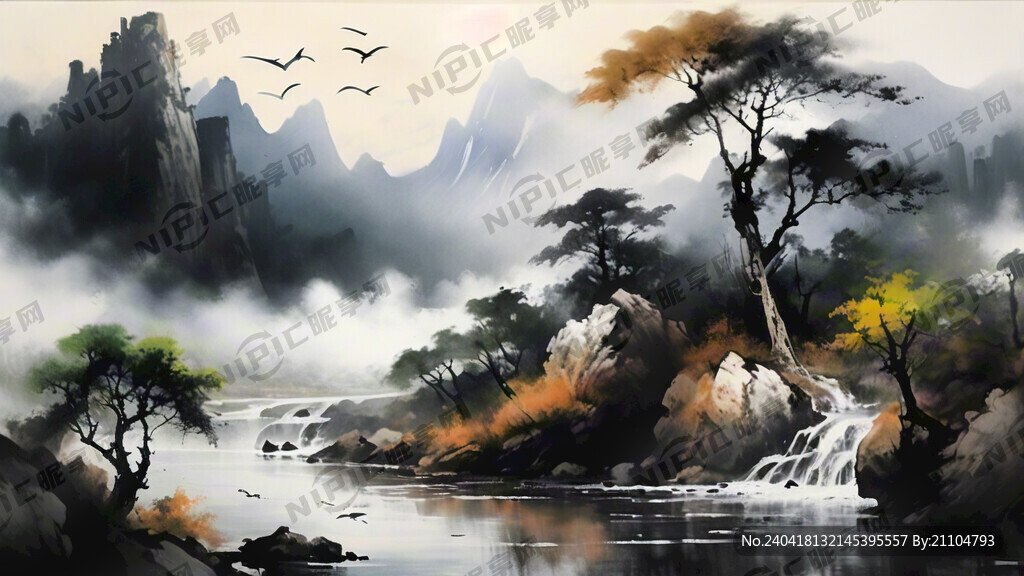 水墨山水风景图