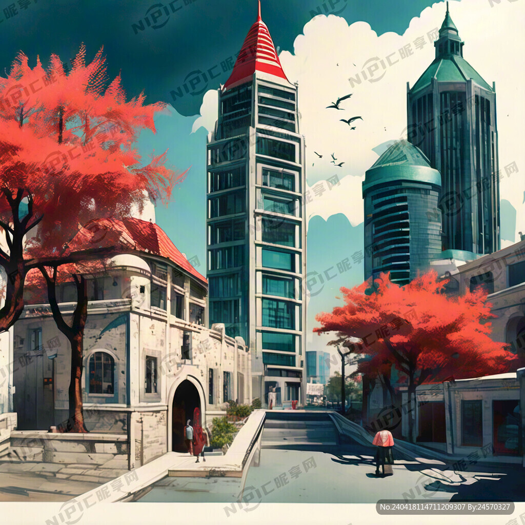 青岛建筑风景插画
