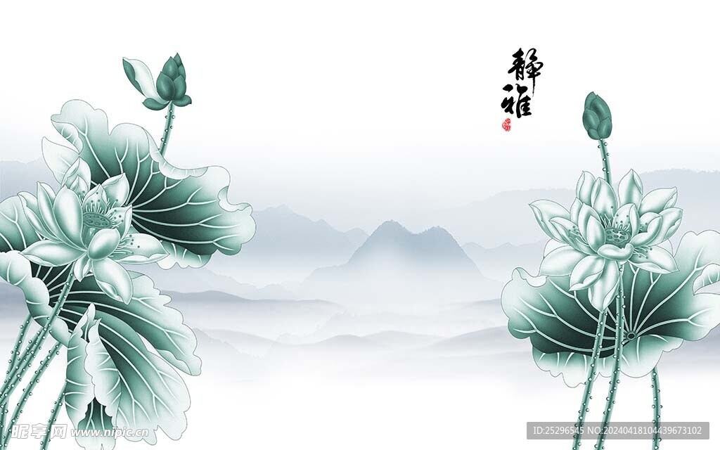 荷花背景墙