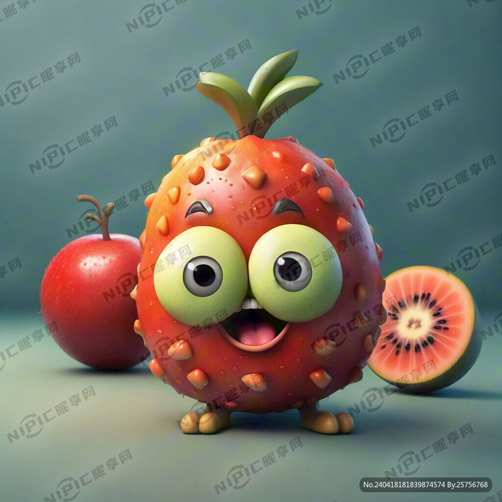 卡通水果 奇异果 可爱 开心