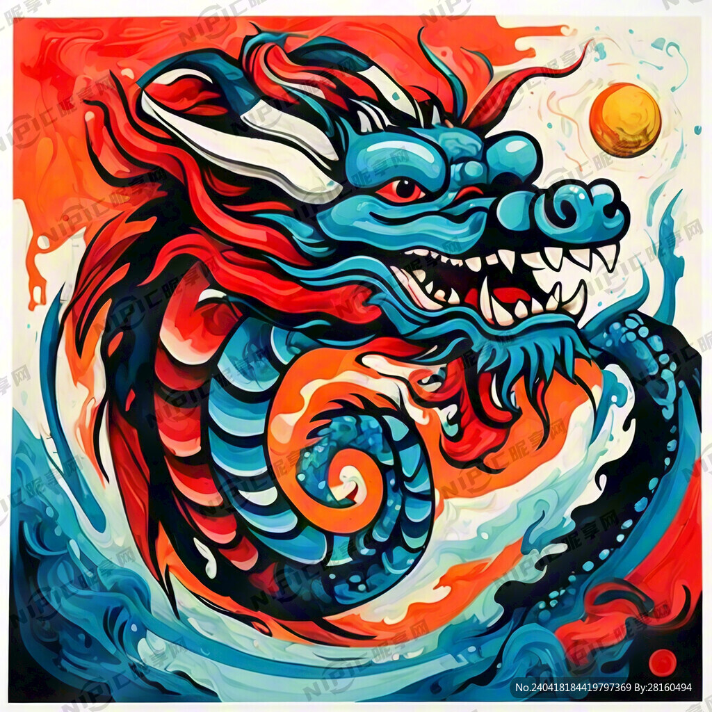 传统中国龙 扁平风 龙装饰画