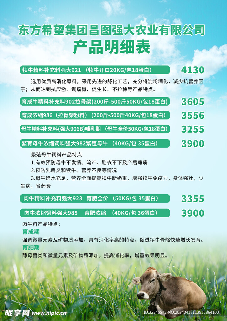 产品明细表