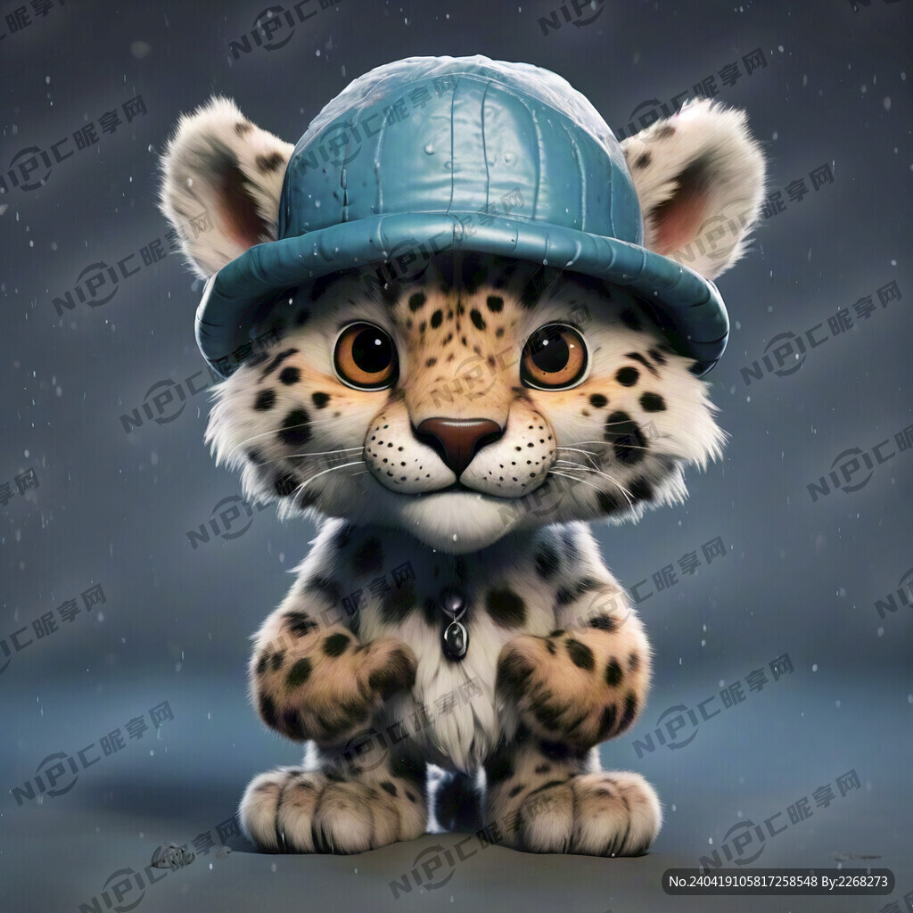 大檐帽的雪豹卡通角色