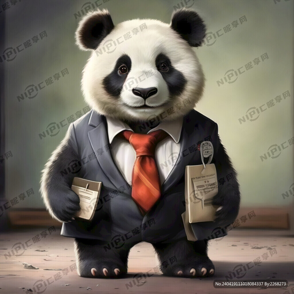 防诈骗穿正式制服的熊猫卡通角色