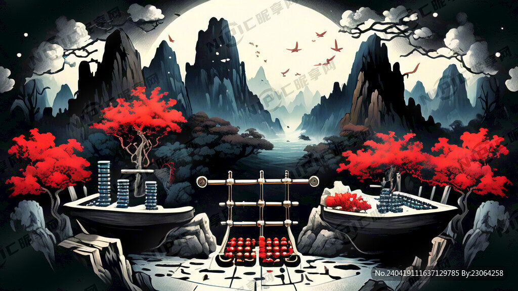 生成一个黑白稿的算盘简笔画
