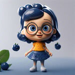 蓝莓卡通女孩 三维人物 卡通形像 可爱女孩