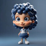 蓝莓卡通女孩 三维人物 卡通形像 可爱女孩