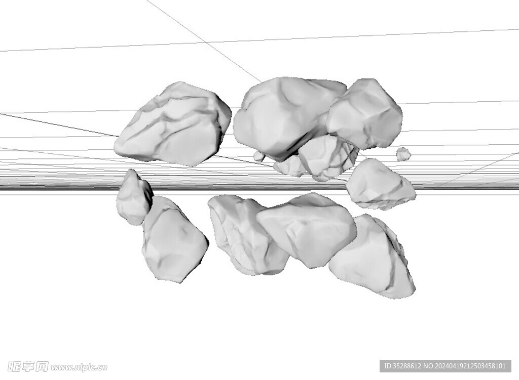 C4D模型石头