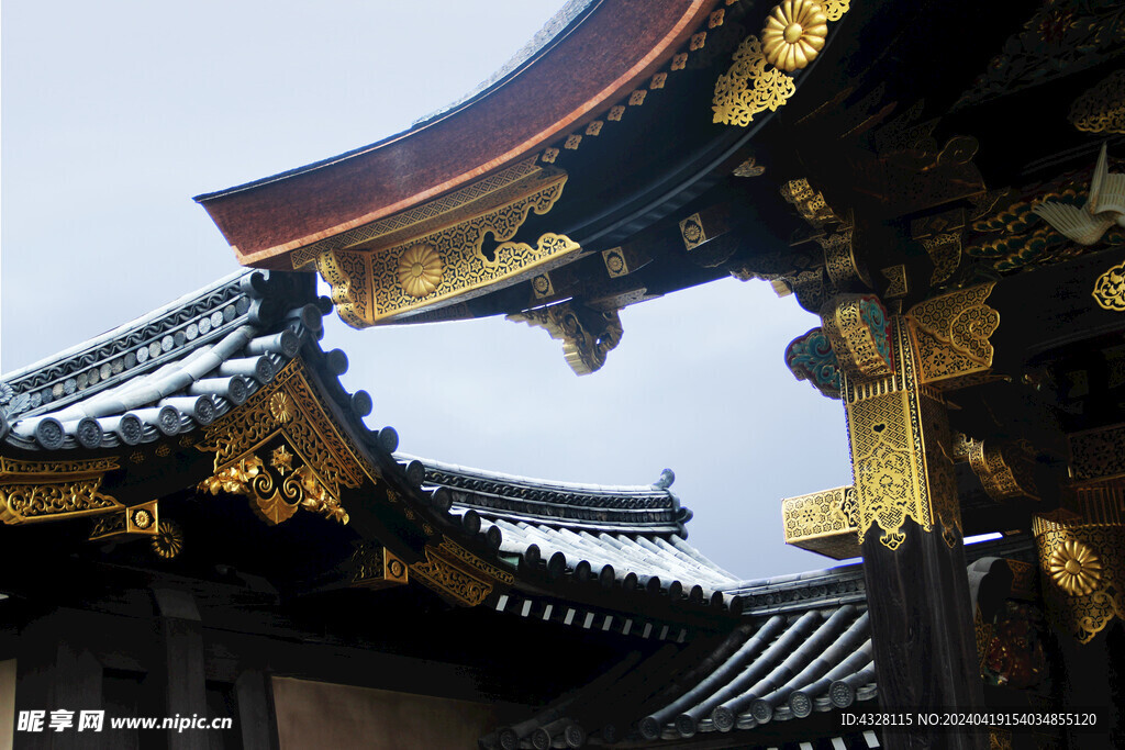京都二条城建筑屋檐风景