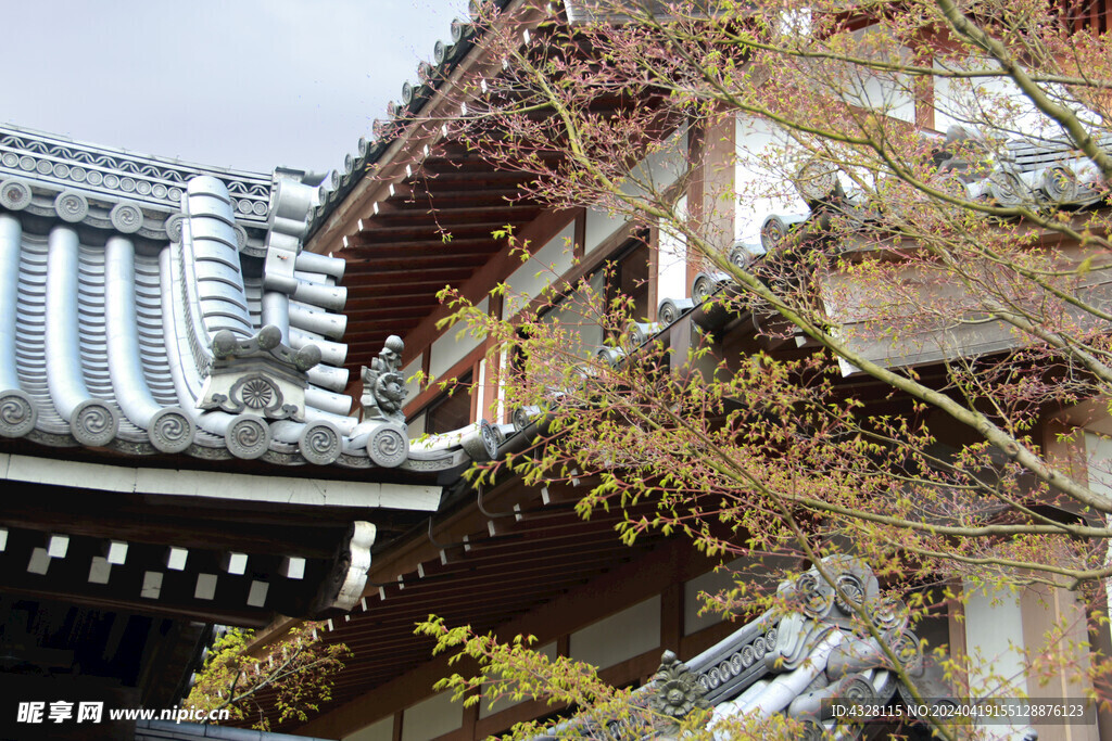 京都二条城古建筑一角特写