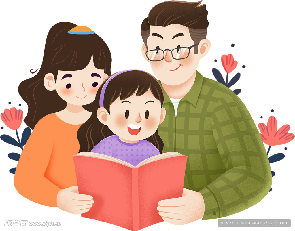 亲子阅读插画