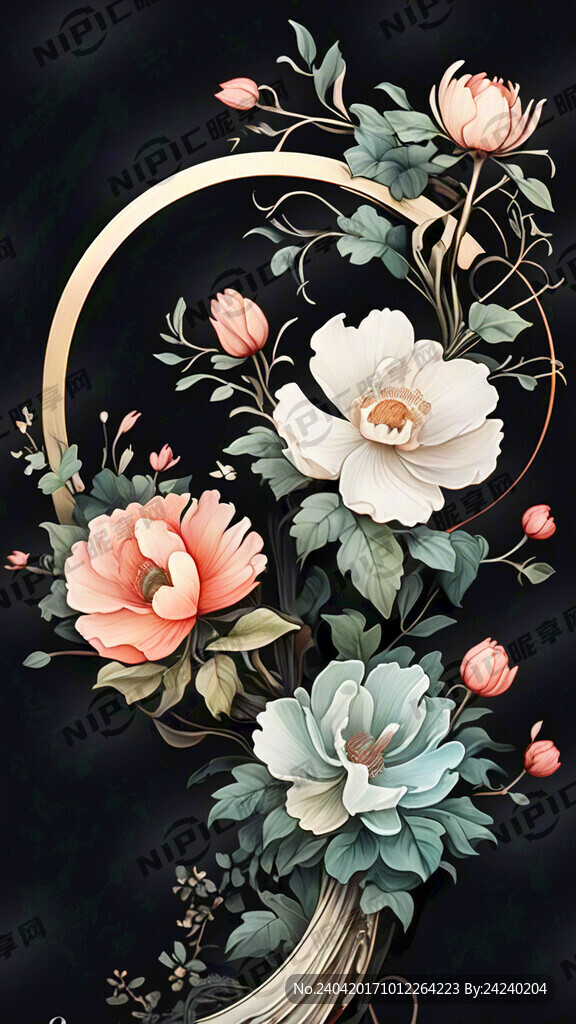 古风 花朵 海报边框 唯美
