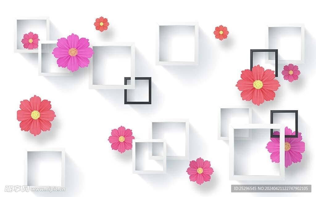 3D小花背景墙