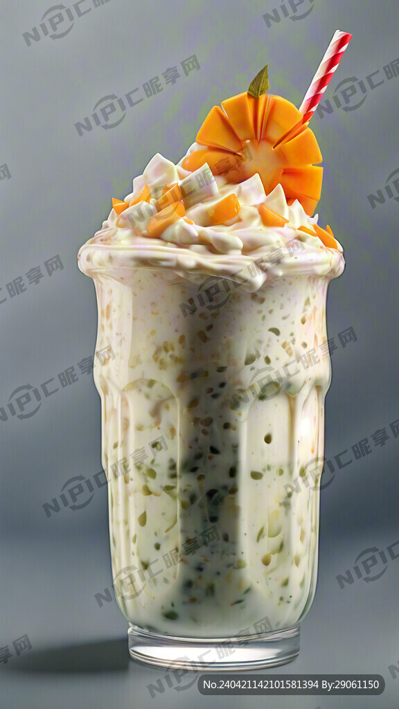 白背景   芒果酸奶饮品