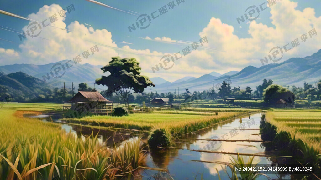 稻田 插画 写实