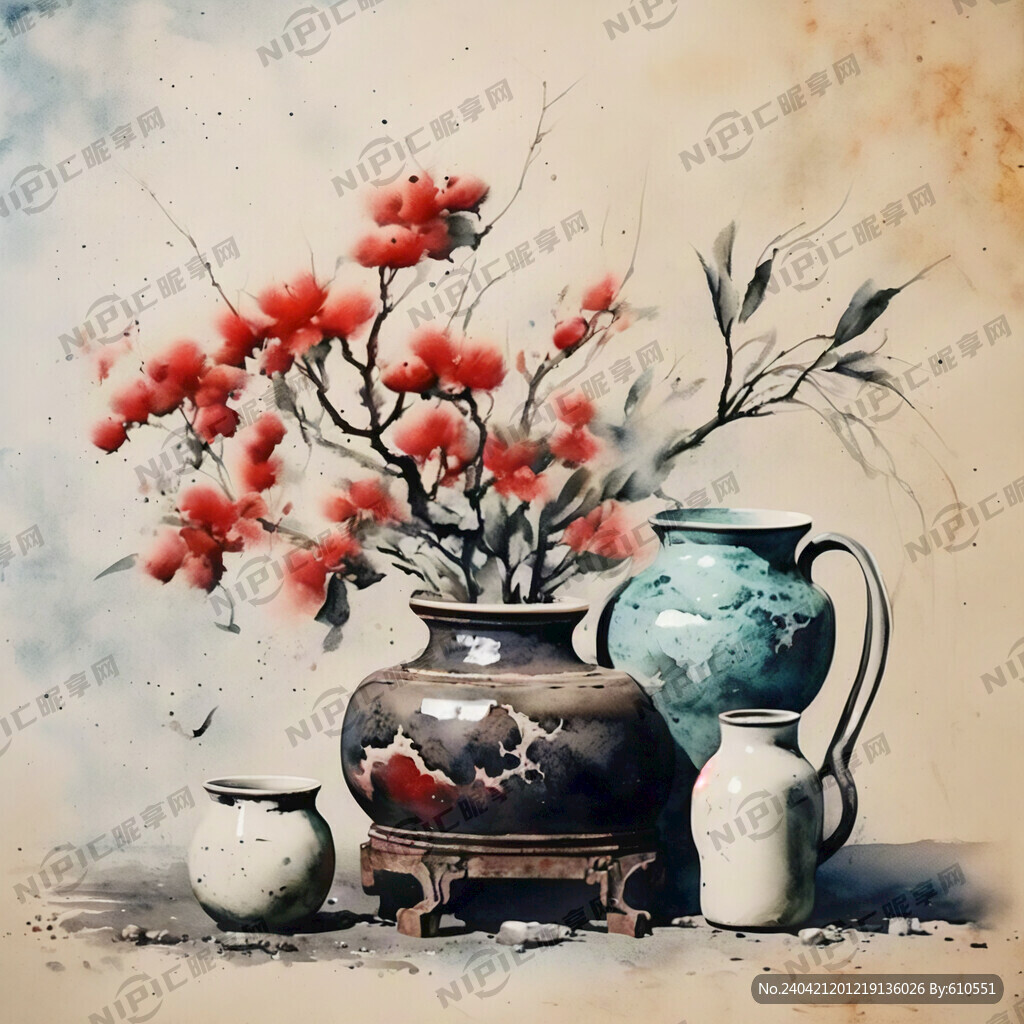斑驳的老物件水彩画