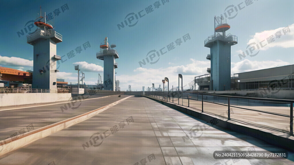 真实的现代化港口码头 蓝天